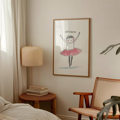 Kids Ballet Poster – Whimsical Ballerina Print with Pink Tutu | Nursery Wall Art