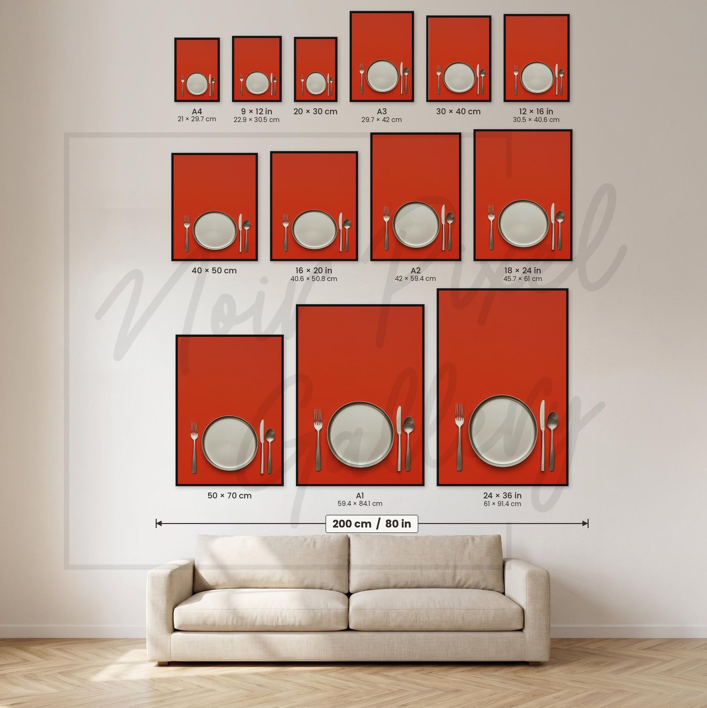 Minimalist Plate Poster - Retro Burnt Orange Kitchen Wall Art Print