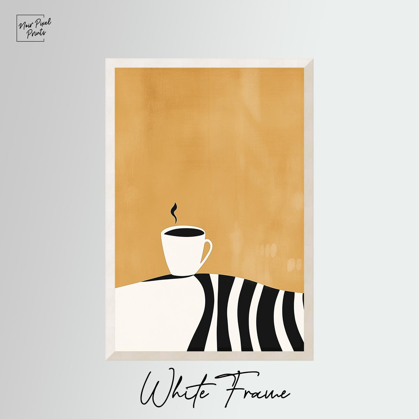 Coffee Cup Wall Art - Minimalist Kitchen Art | Modern Coffee Print Canvas
