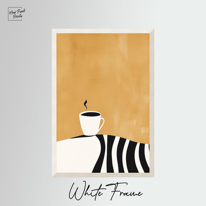 Coffee Cup Wall Art - Minimalist Kitchen Art | Modern Coffee Print Canvas