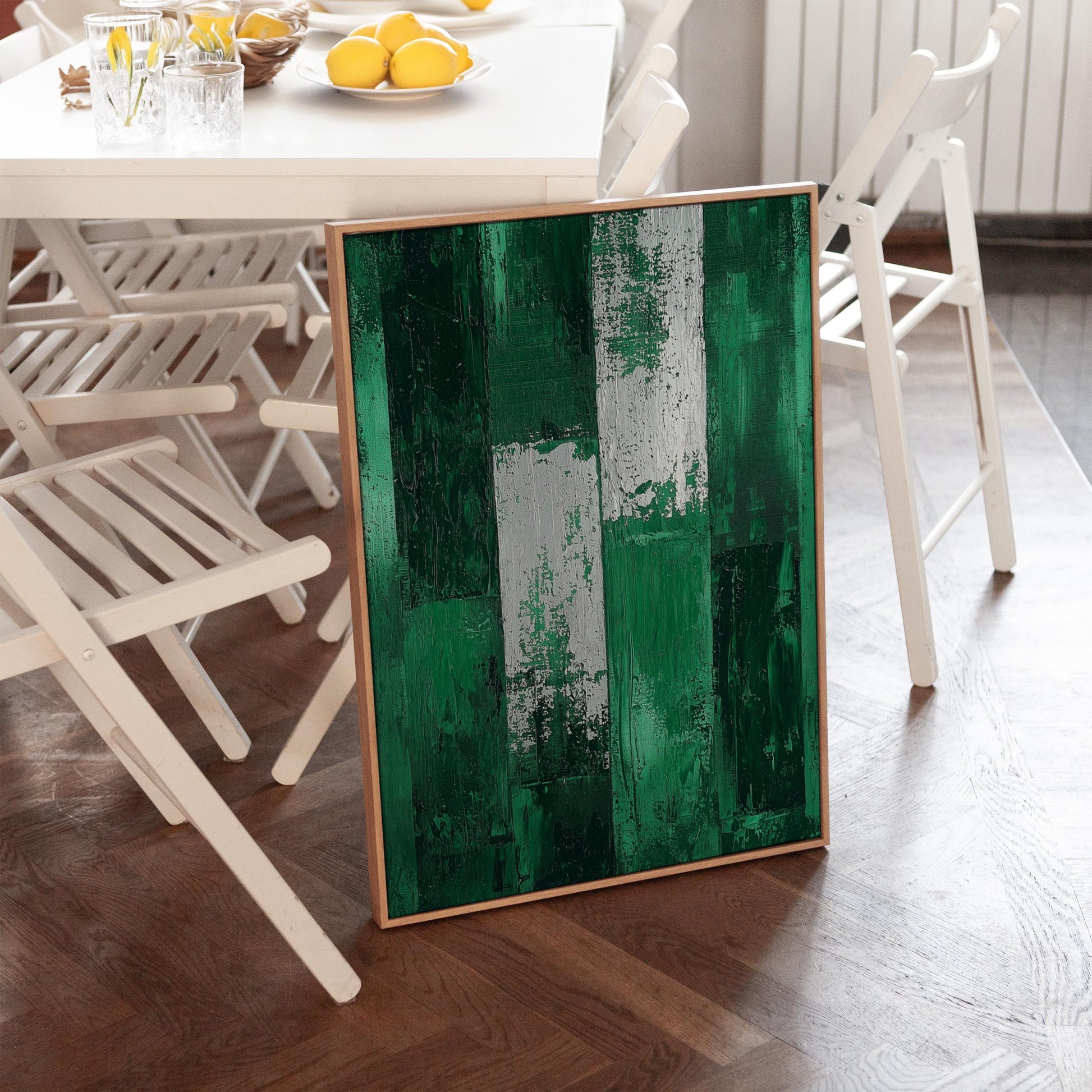 Emerald Green Abstract Canvas Art, Textured Modern Painting, Contemporary Giclée Wall Art for Living Room or Office, Minimalist Decor