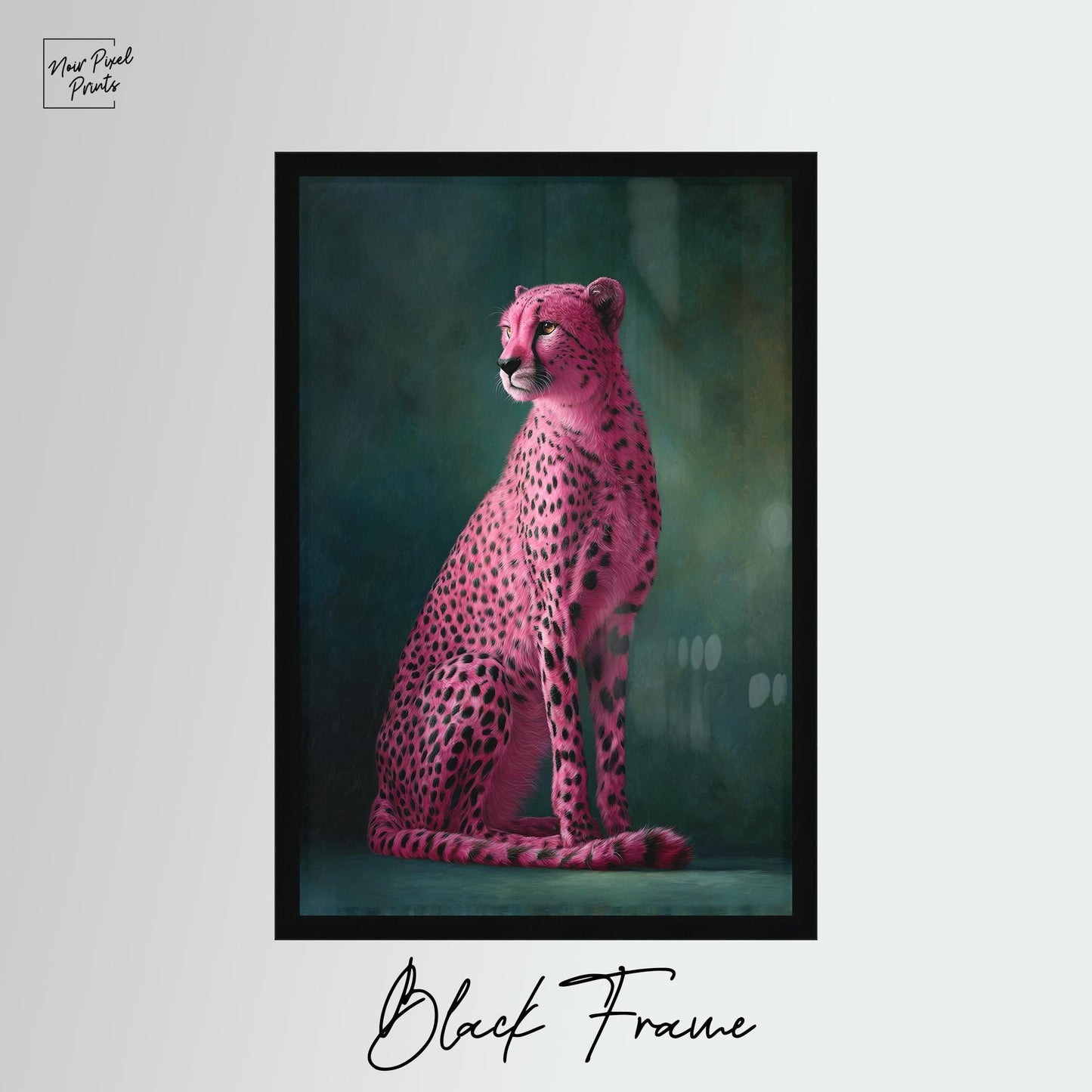 Pink Cheetah Art Print - Emerald Green Wall Art | Maximalist Home Decor Canvas