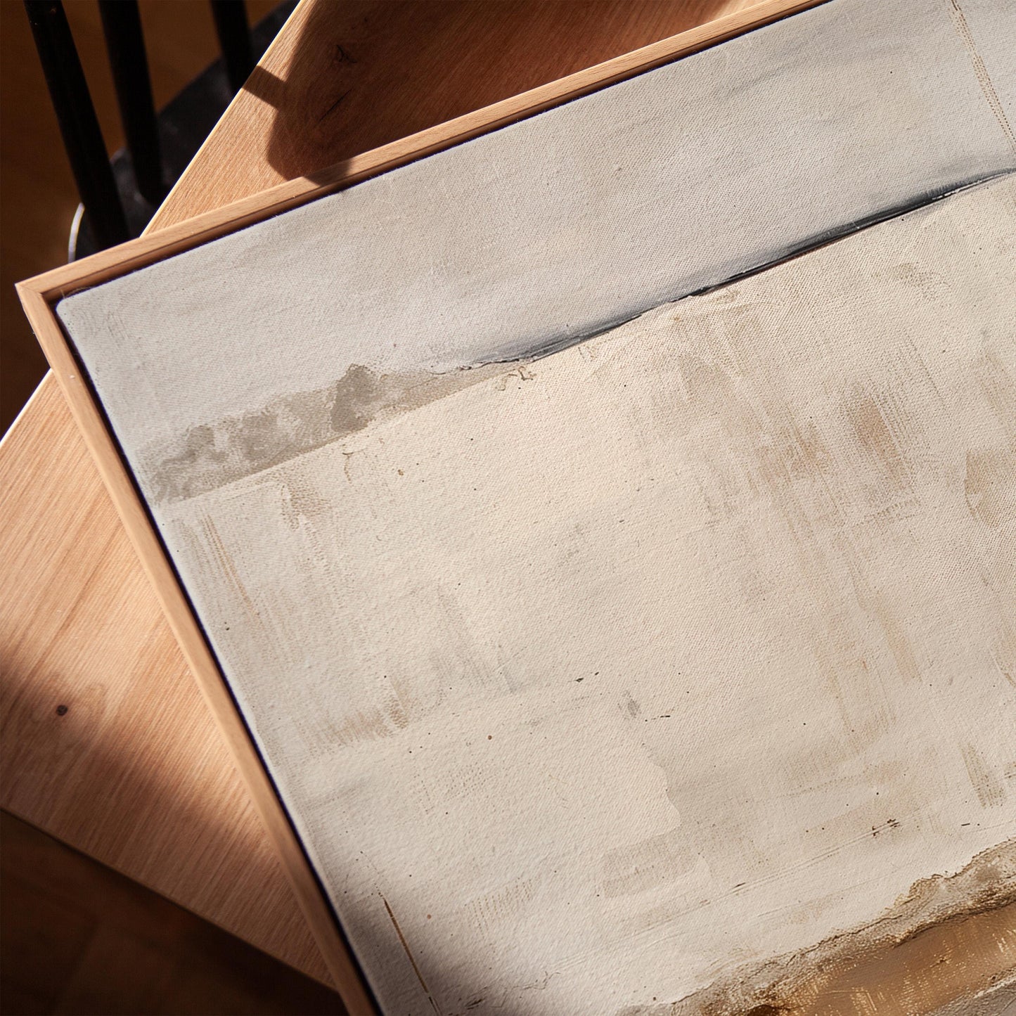 Abstract Landscape Canvas | Beige Brown Art on Premium Matte Canvas - Floating Wood Frame