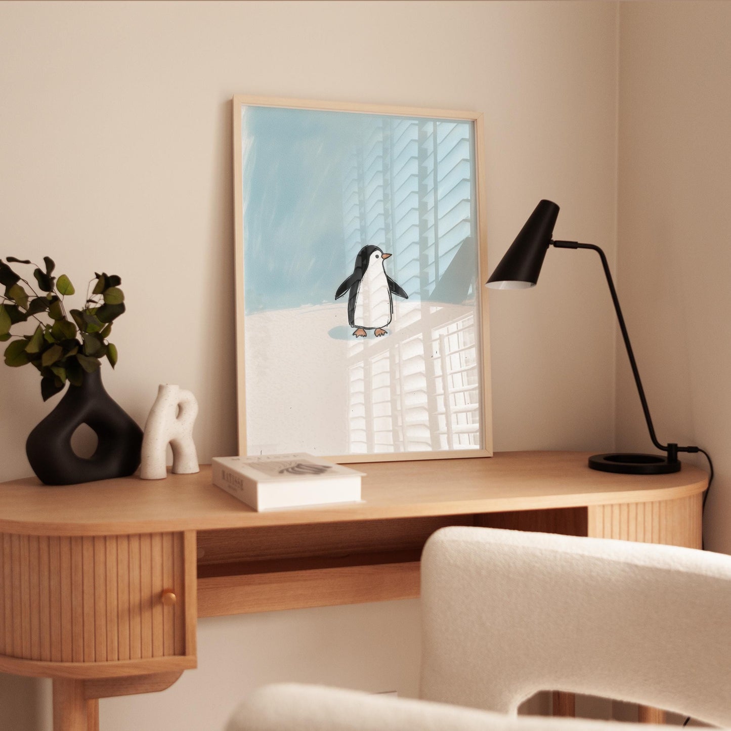 Scandinavian Penguin Print – Minimalist Nursery Wall Art | Kids Room Decor Poster