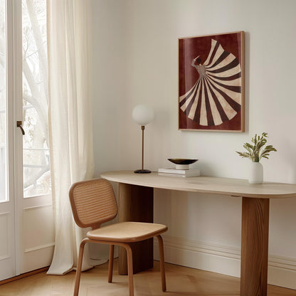 Abstract Woman Art Print – Modern Wall Decor | Striped Dress Canvas with Emerald Tones