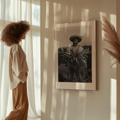 Vintage Black and White Photography Print Farmer with Carrots Rustic Farmhouse Wall Art Large Canvas for Kitchen or Dining Room