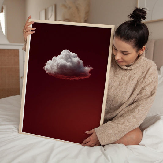 Cloud Wall Art Deep Red Wall Art Deep ruby red Abstract Art Print Minimalist Wall Art Dark Red Art Maximalist Decor Sky Wall Art
