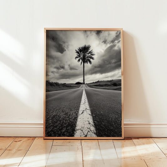Black White Palm Print – Minimalist Wall Art | Highway Photo Fine Art Giclée