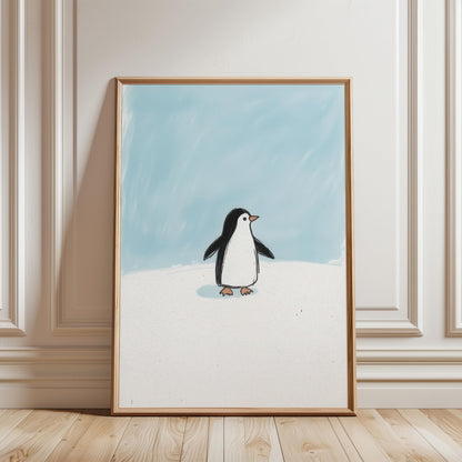 Scandinavian Penguin Print – Minimalist Nursery Wall Art | Kids Room Decor Poster