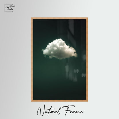 Emerald Green Wall Art - Abstract Minimalist Canvas Print with Floating Wood Frame