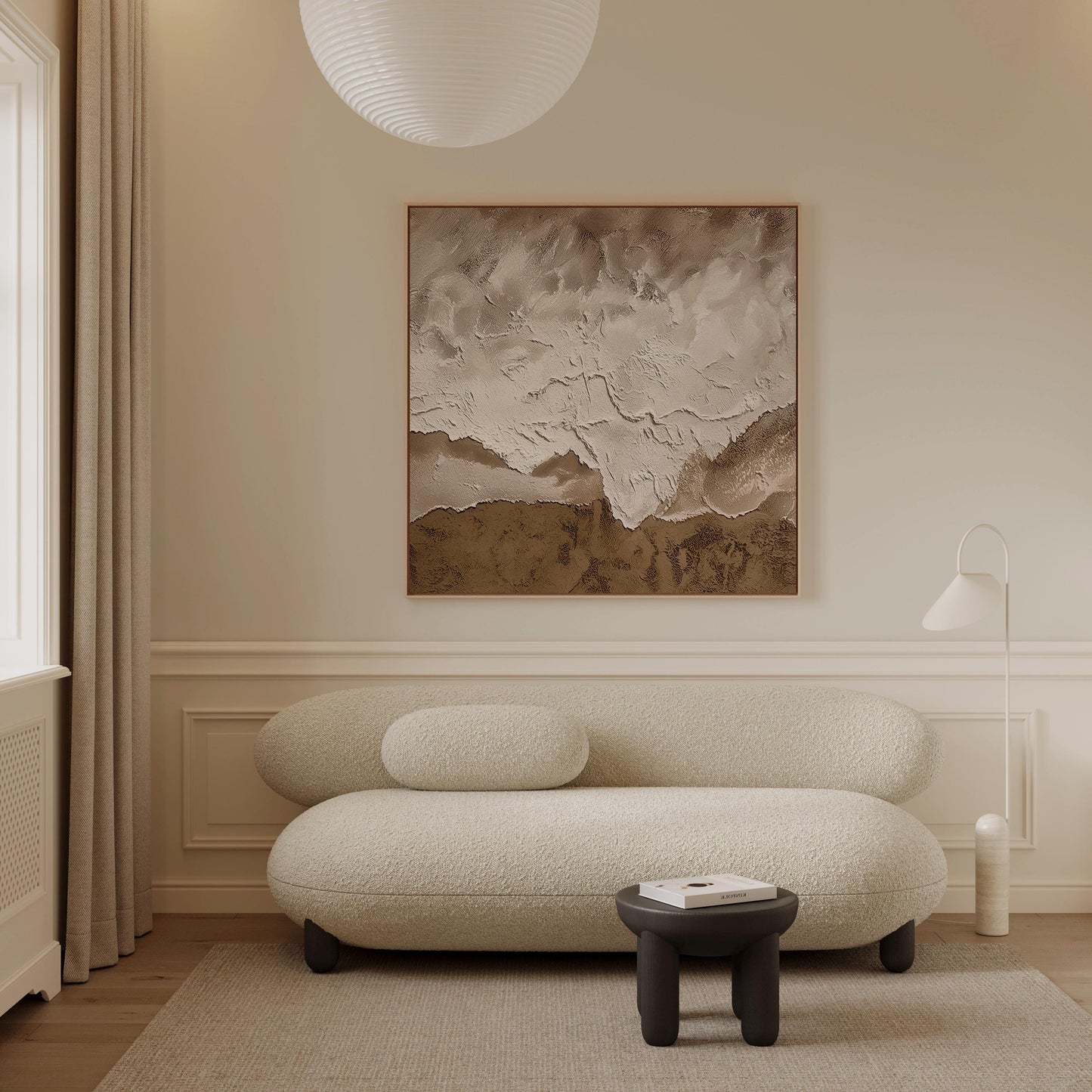 Textured Neutral Canvas Art: Beige and Earth Tones, Minimalist Square Abstract Painting