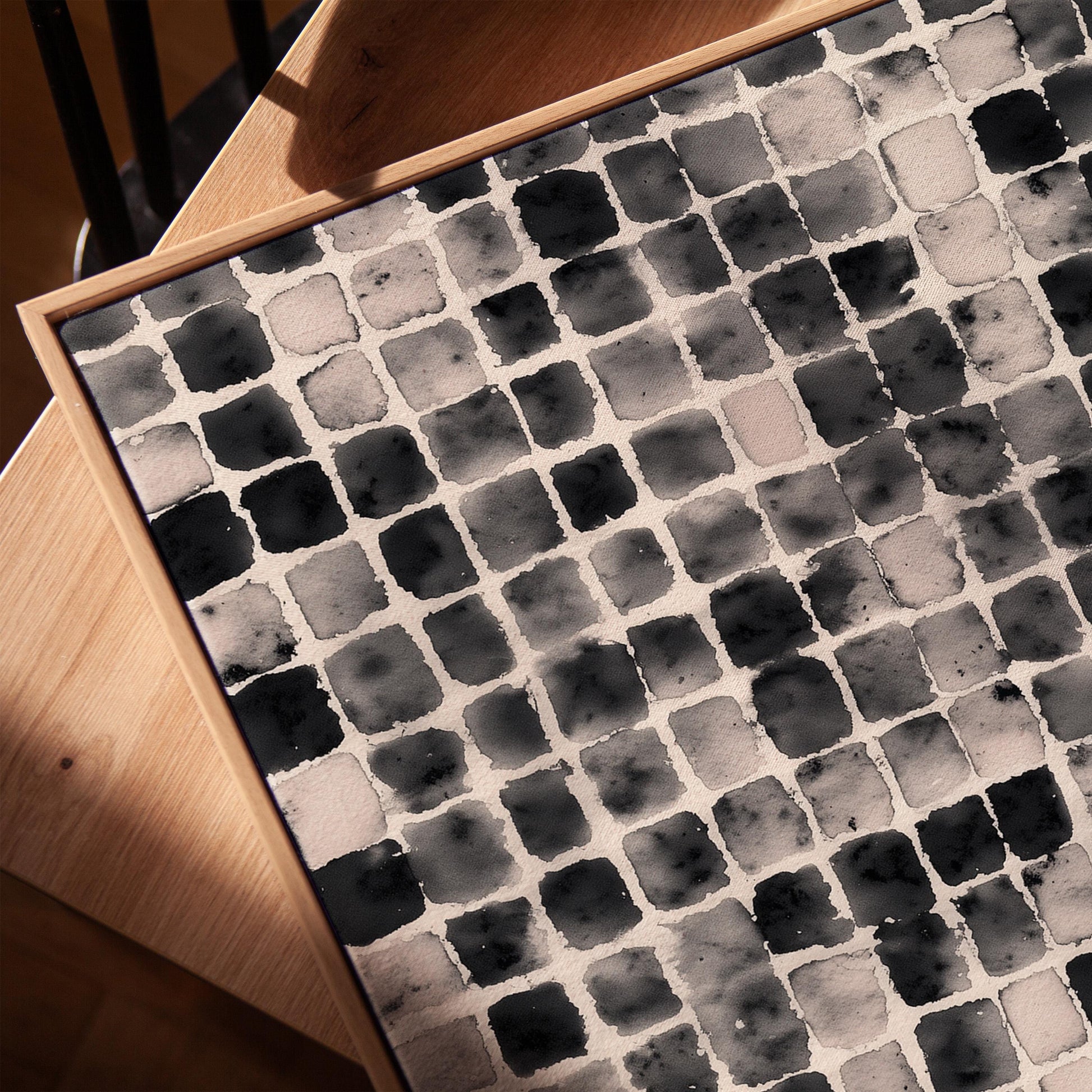 Black and White Grid Art Print, Minimalist Abstract Canvas, Modern Geometric Wall Art for Living Room or Office, Contemporary Decor