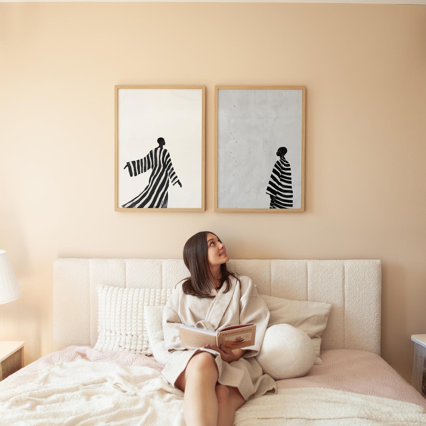 Black and White Canvas | Modern Canvas Prints Set of 2 | Abstract Figurative Art
