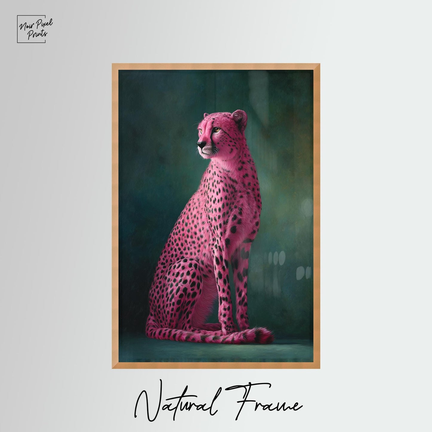 Pink Cheetah Art Print - Emerald Green Wall Art | Maximalist Home Decor Canvas