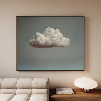 Minimalist Sky Painting – Cloud Canvas Art | Large Cotton Canvas, Floating Wood Frame