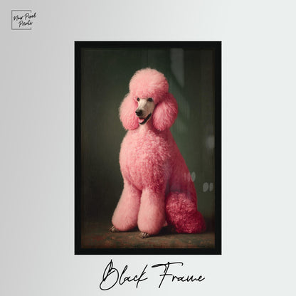 Emerald Green Poodle Art – Maximalist Dog Decor | Framed Canvas Print