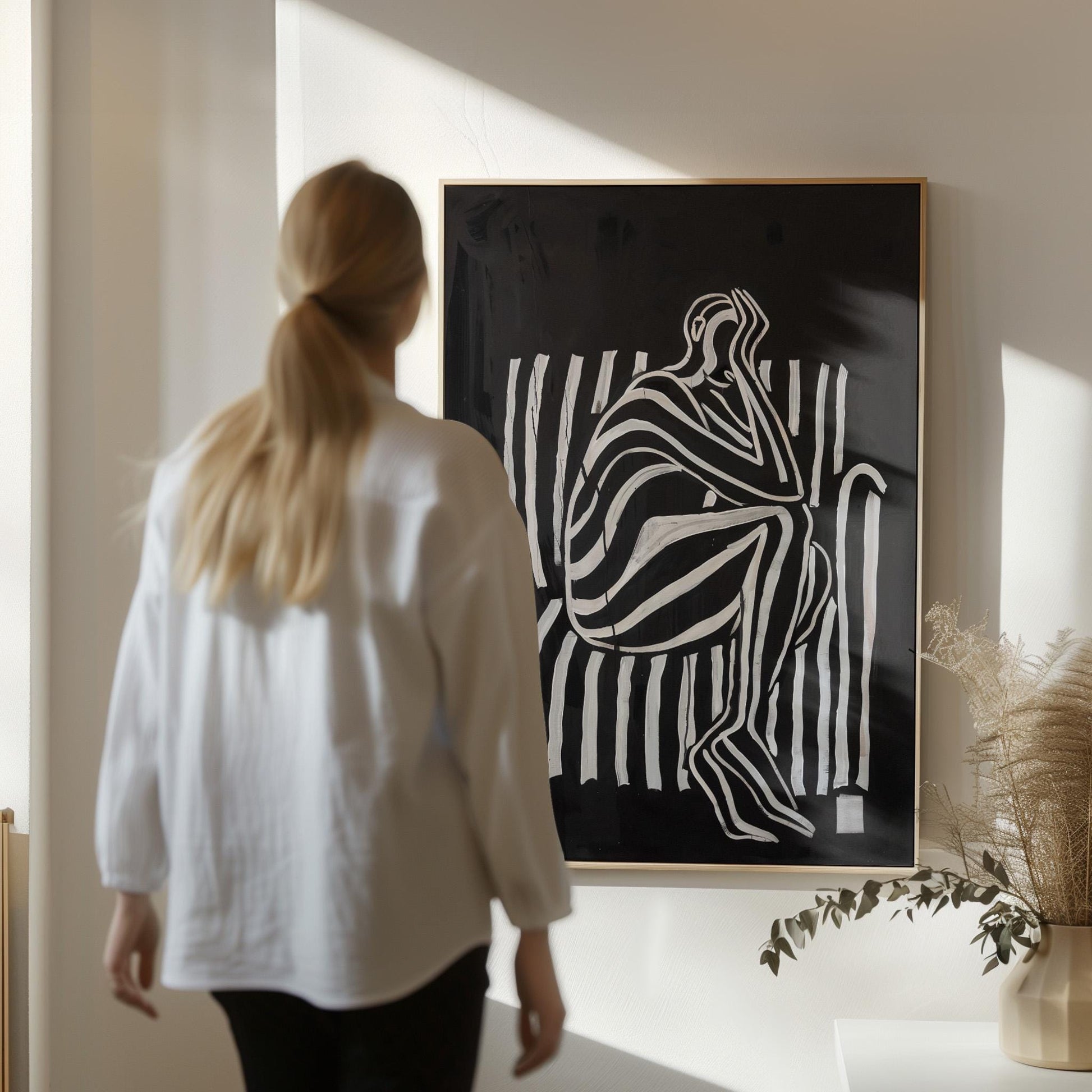 Dark Canvas Wall Art · Striped Wall Art · Abstract Art Print · Minimalist Wall Art · Maximalist Decor · Living Room Print