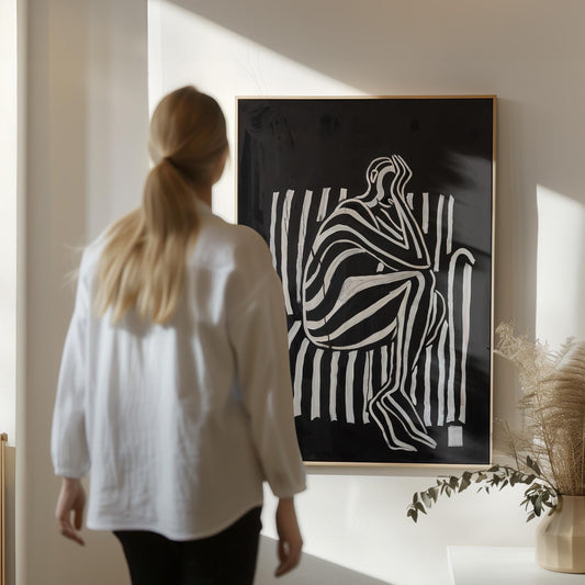 Dark Canvas Wall Art · Striped Wall Art · Abstract Art Print · Minimalist Wall Art · Maximalist Decor · Living Room Print