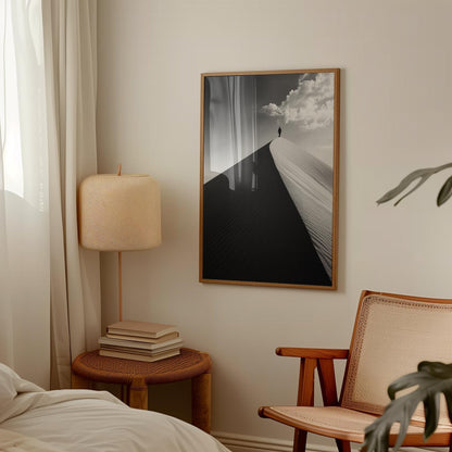 Minimalist Sand Dune Art - Black and White Desert Print | Modern Monochrome Wall Decor