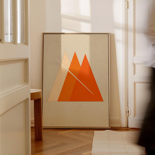Abstract Orange Triangle Wall Art, Minimalist Geometric Print for Modern Interiors