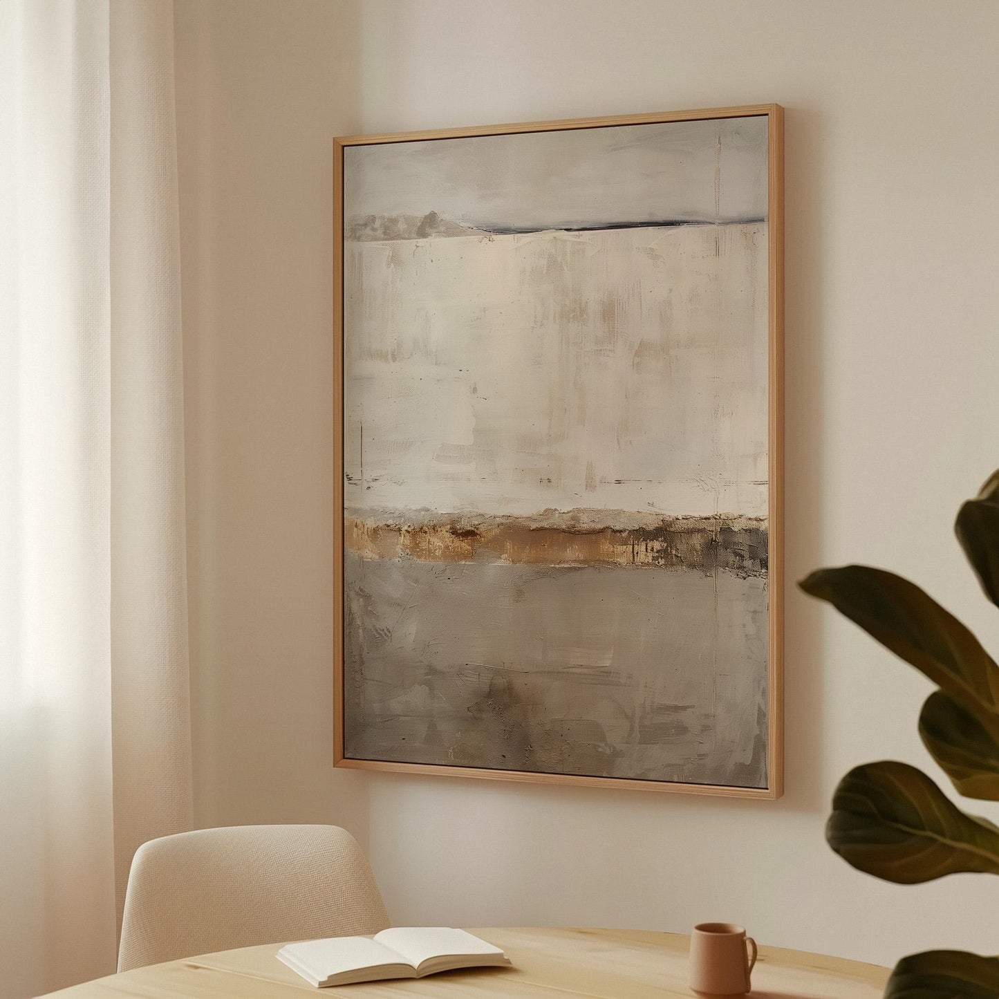 Abstract Landscape Canvas Art – Beige Brown Artwork | Premium Matte Canvas