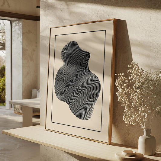 Minimalist Abstract Line Waves Black and White Canvas Print Modern Geometric Wall Art for Living Room or Office Decor