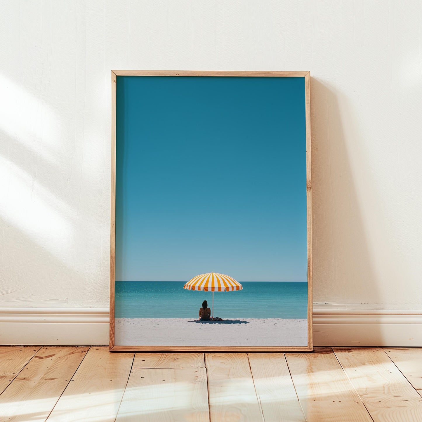 Beach Umbrella Poster - Minimalist Coastal Wall Art With Turquoise Ocean Photography
