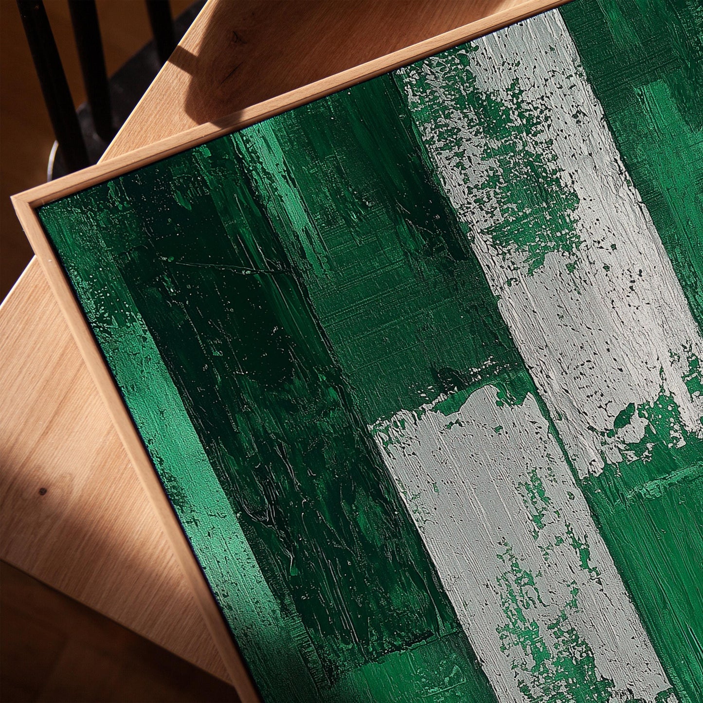 Emerald Green Abstract Canvas Art, Textured Modern Painting, Contemporary Giclée Wall Art for Living Room or Office, Minimalist Decor
