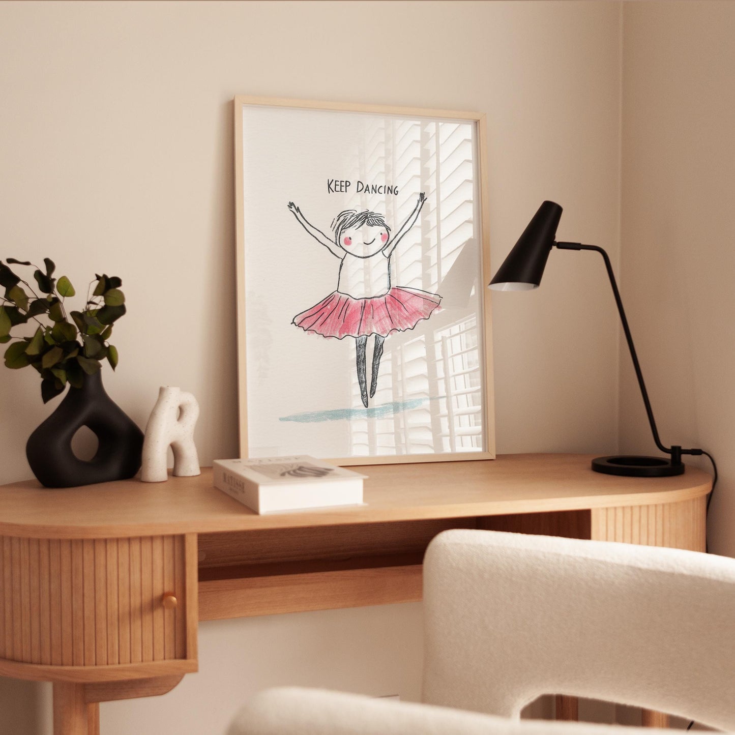 Kids Ballet Poster – Whimsical Ballerina Print with Pink Tutu | Nursery Wall Art