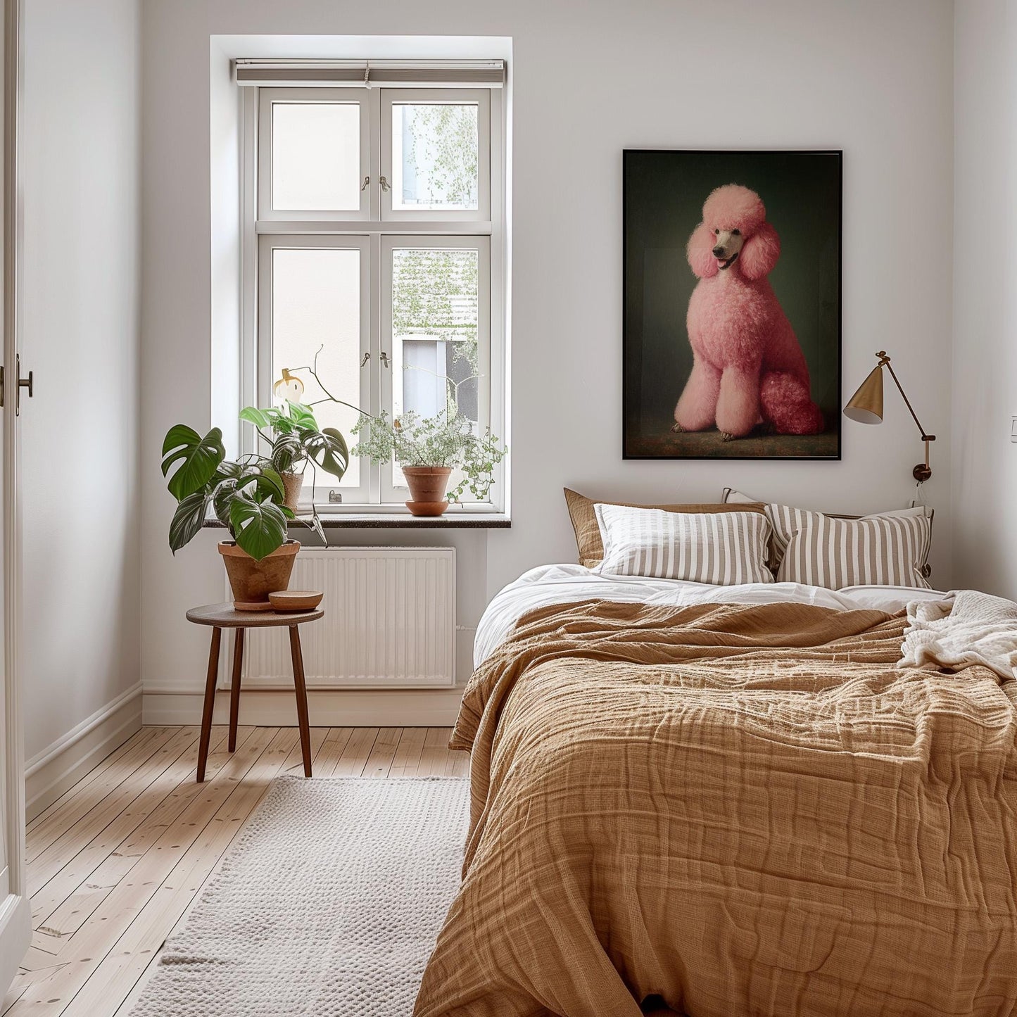 Emerald Green Poodle Art – Maximalist Dog Decor | Framed Canvas Print