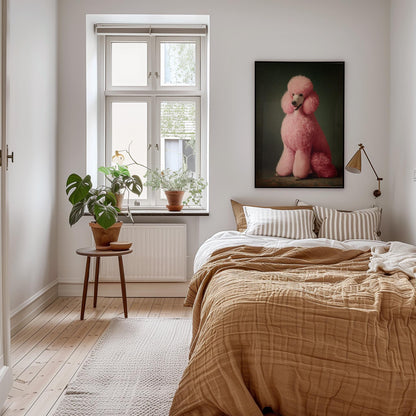 Emerald Green Poodle Art – Maximalist Dog Decor | Framed Canvas Print