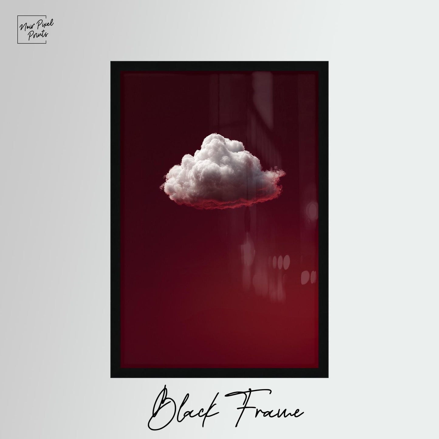 Minimalist Sky Wall Decor – Deep Red Cloud Art Print on Gallery Style Canvas