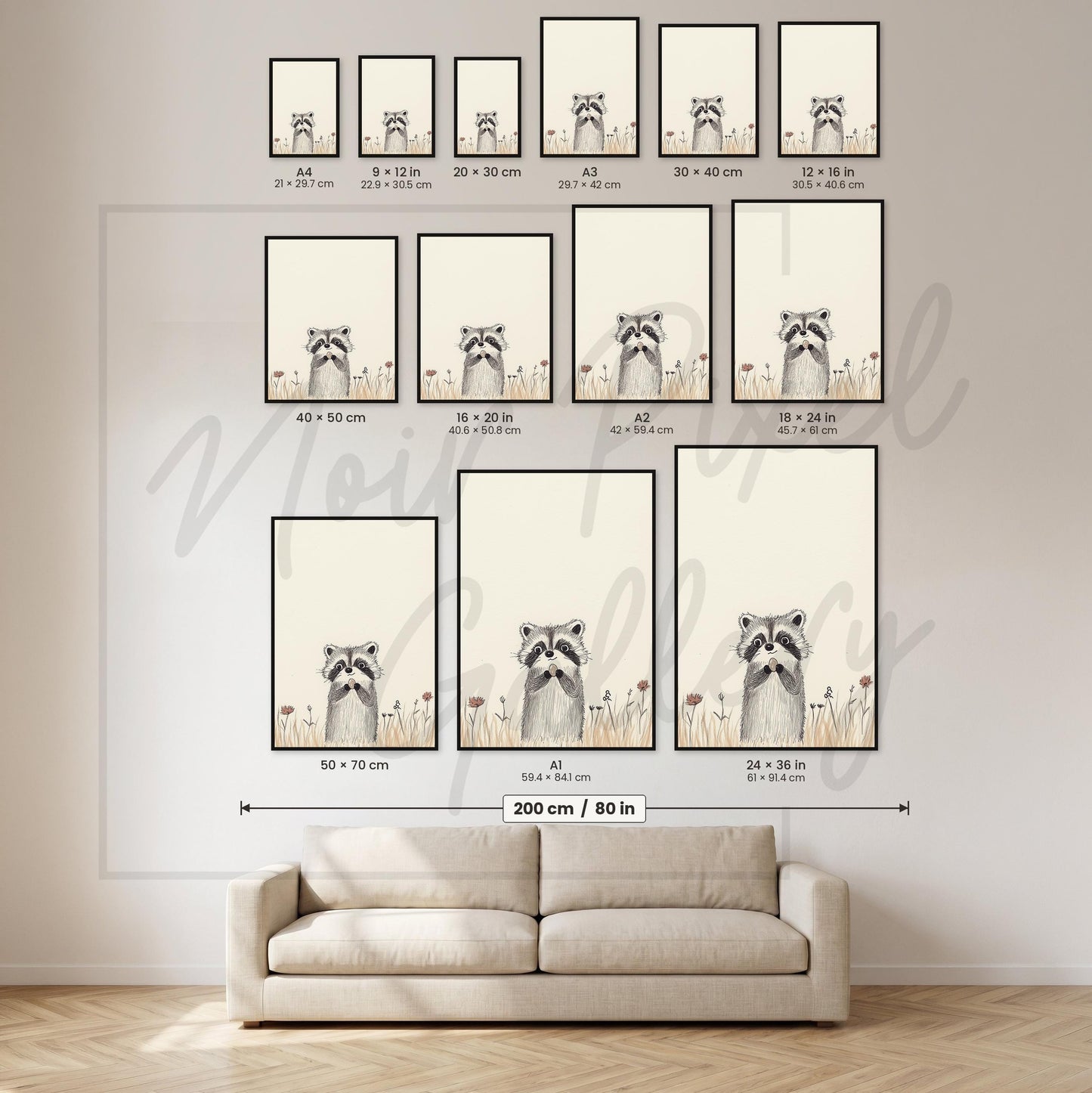 Raccoon Nursery Art Print - Whimsical Woodland Animal Art for Children's Rooms