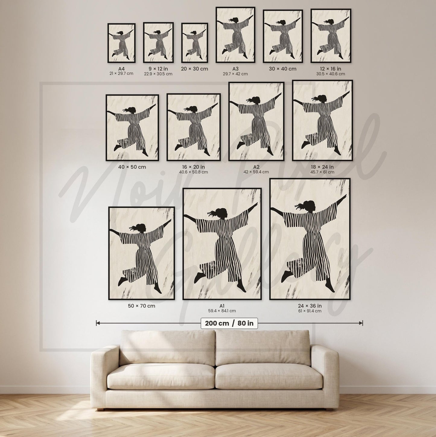 Silhouette Dance Poster – Black White Print on Fine Art Paper, Retro Design