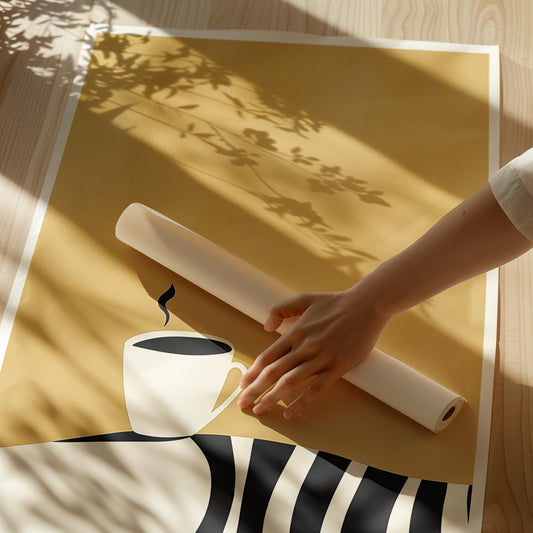 Coffee Cup Wall Art - Minimalist Kitchen Art | Modern Coffee Print Canvas