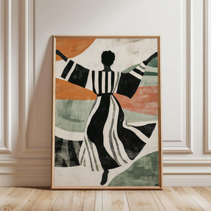 Mid Century Modern Wall Art - Dancing Woman Silhouette Abstract Art Print