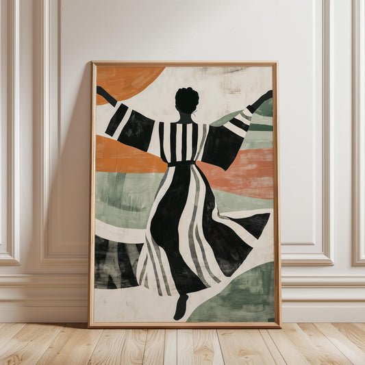 Mid Century Modern Wall Art - Dancing Woman Silhouette Abstract Art Print