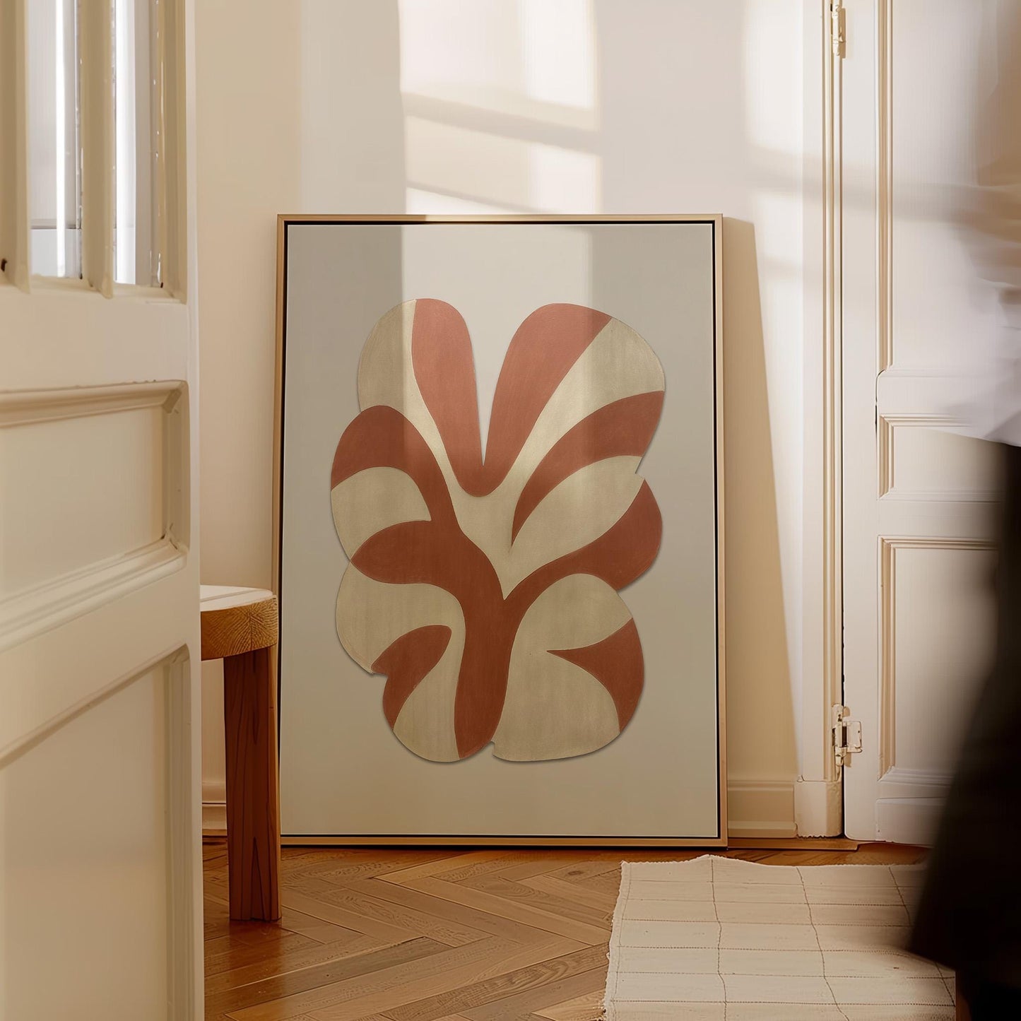 Terracotta Organic Leaf Giclée Canvas Print Modern Minimalist Wall Art in Earthy Beige and Clay Tones for Japandi or Boho Interiors