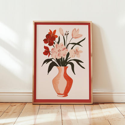 Floral Wall Art Print - Modern Botanical Art With Terracotta Vase Decor