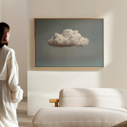 Minimalist Sky Painting – Cloud Canvas Art | Large Cotton Canvas, Floating Wood Frame