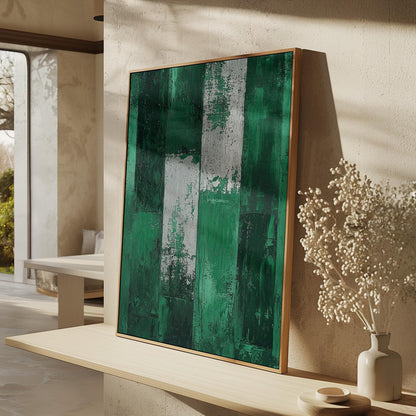 Emerald Green Abstract Canvas Art, Textured Modern Painting, Contemporary Giclée Wall Art for Living Room or Office, Minimalist Decor