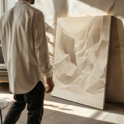 Beige Abstract Canyon Canvas Print Modern Neutral Wall Art for Living Room or Bedroom Decor