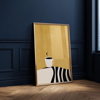 Coffee Cup Wall Art - Minimalist Kitchen Art | Modern Coffee Print Canvas