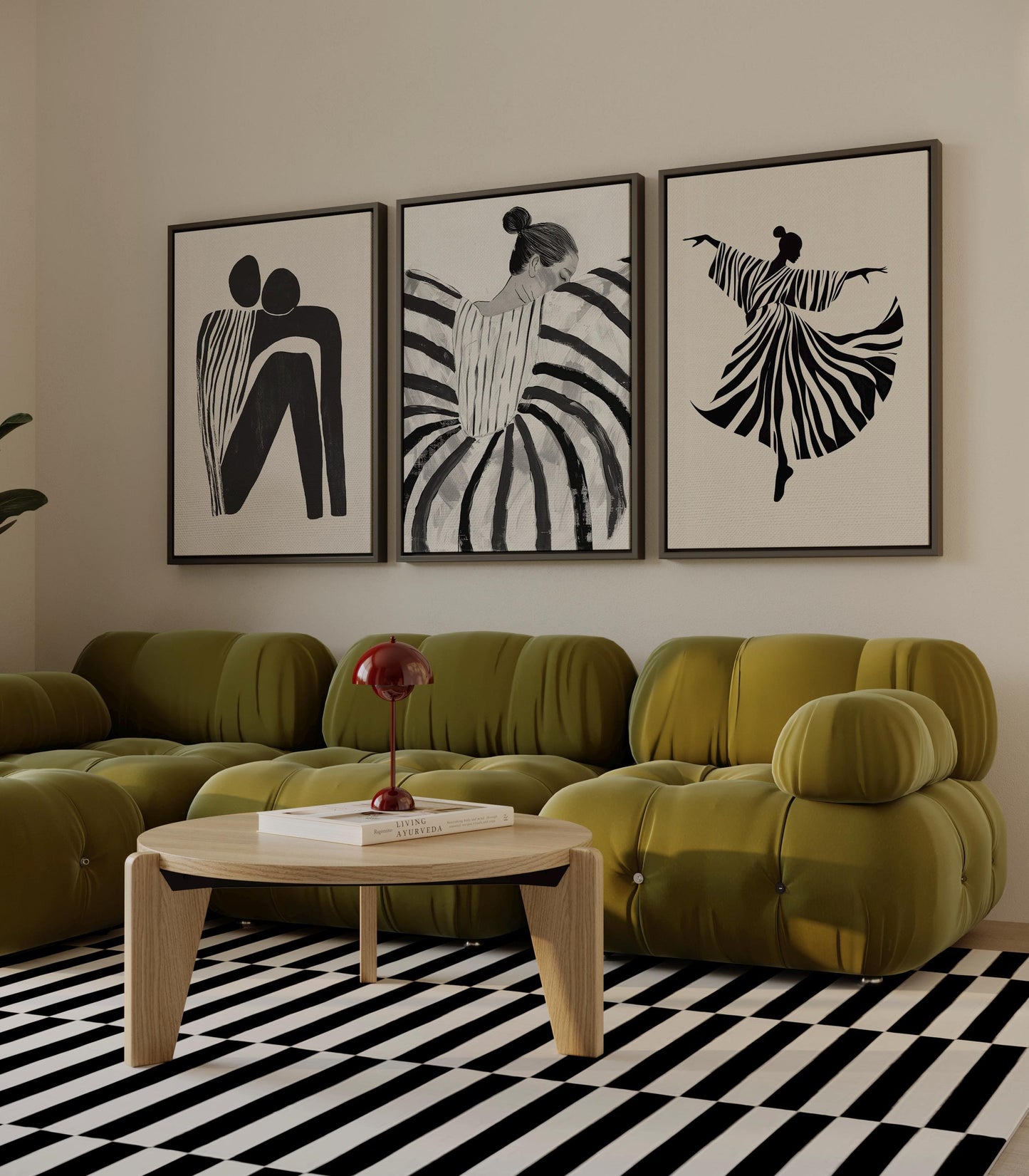 Abstract Canvas Art – Black and White Framed Canvas Set | Modern Wall Decor