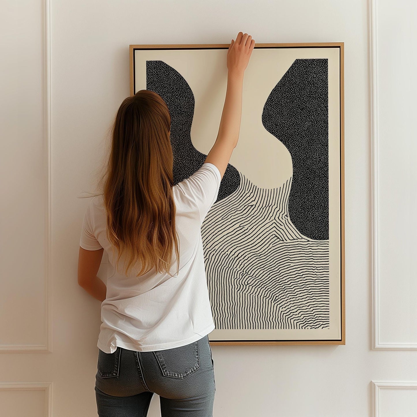 Black and White Abstract Line Art Modern Minimalist Canvas Print Contemporary Geometric Wall Art for Living Room or Office