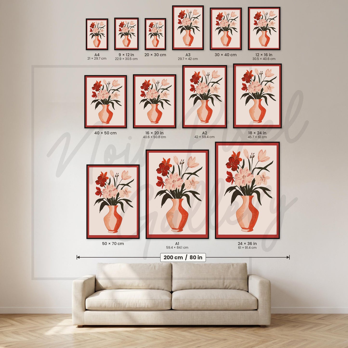 Floral Wall Art Print - Modern Botanical Art With Terracotta Vase Decor