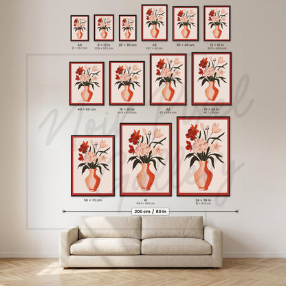 Floral Wall Art Print - Modern Botanical Art With Terracotta Vase Decor