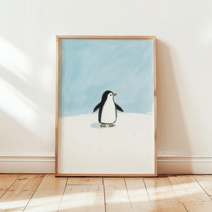 Scandinavian Penguin Print – Minimalist Nursery Wall Art | Kids Room Decor Poster