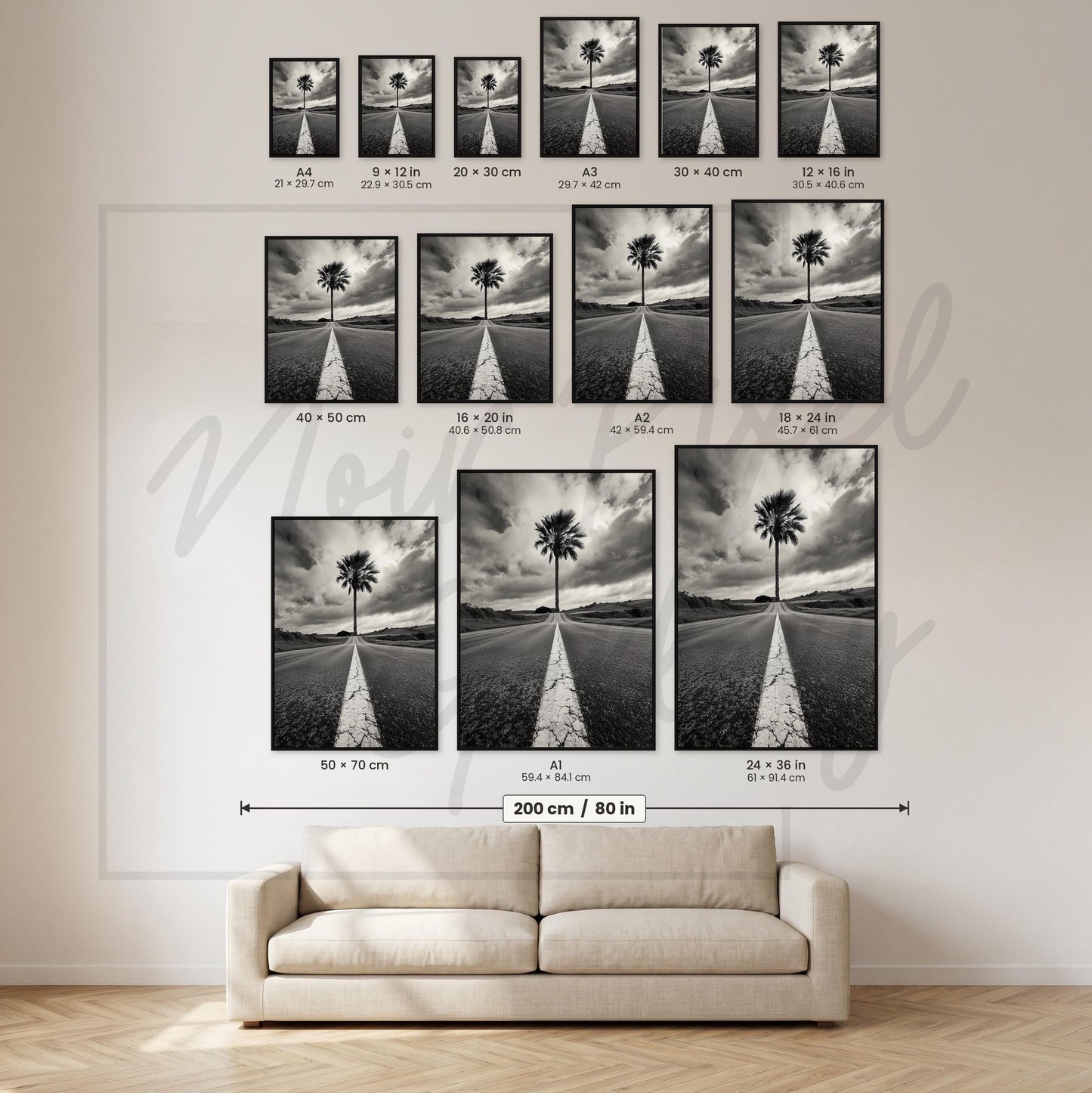 Black White Palm Print – Minimalist Wall Art | Highway Photo Fine Art Giclée