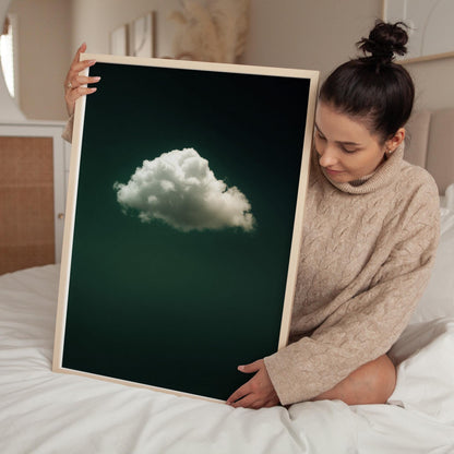 Emerald Green Cloud Framed Print Abstract Wall Art Minimalist Decor